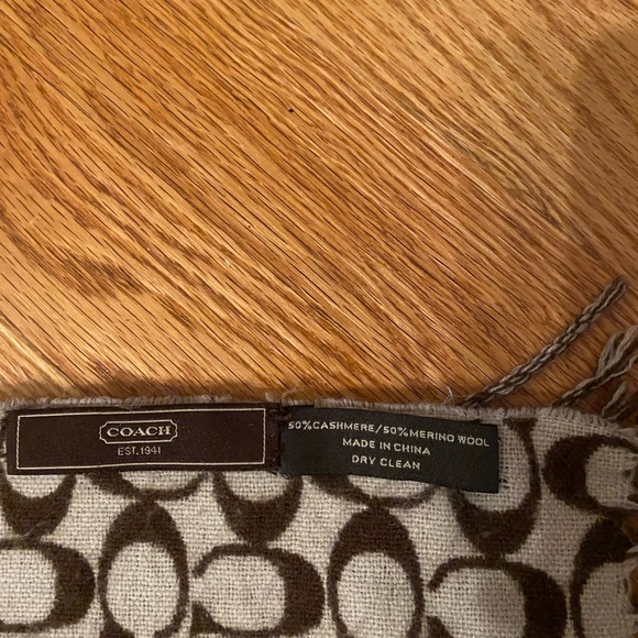 Coach Brown and Cream Logo Scarf - Picture 3 of 3